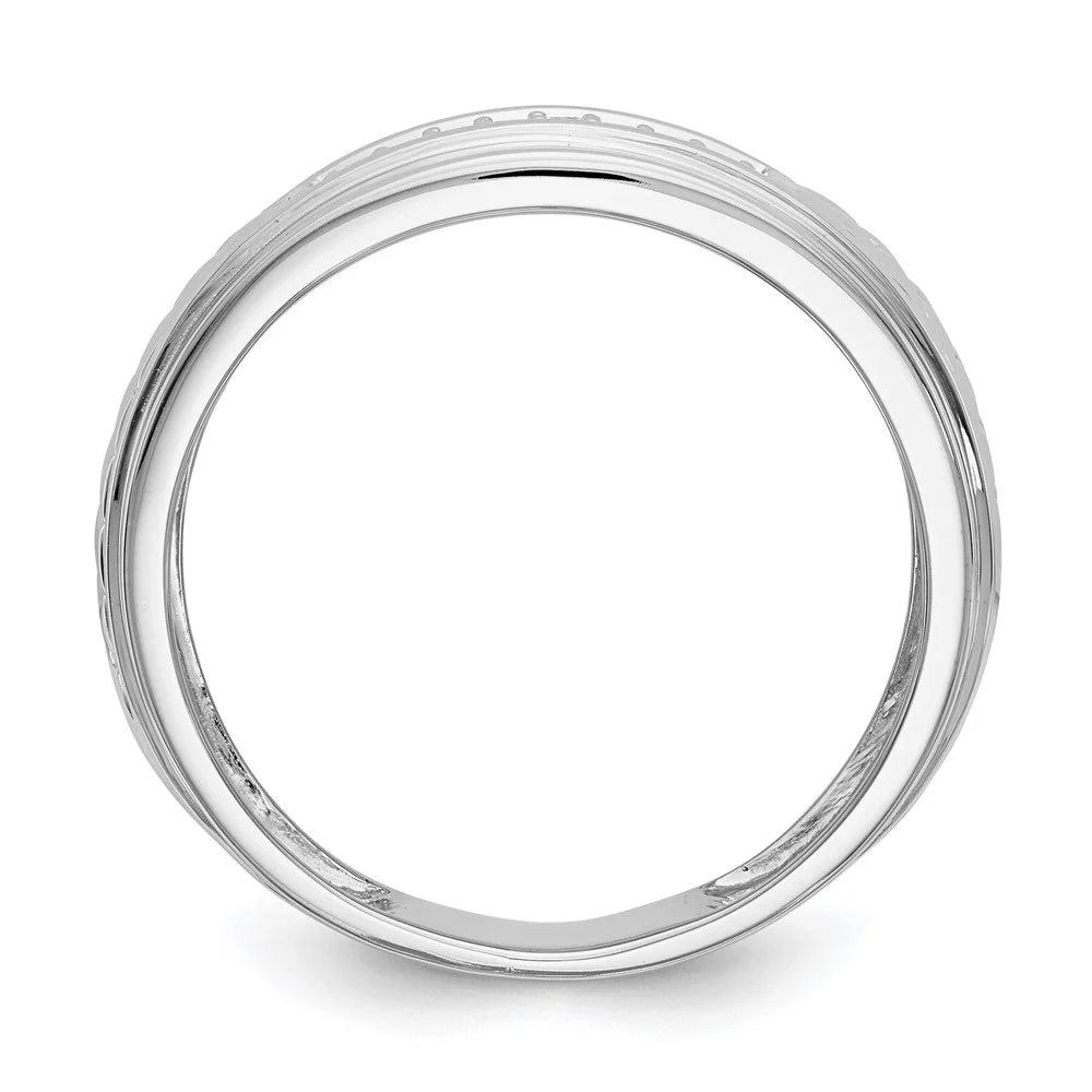 14K White Gold Diamond Trio Wedding Band Size 10 O9218