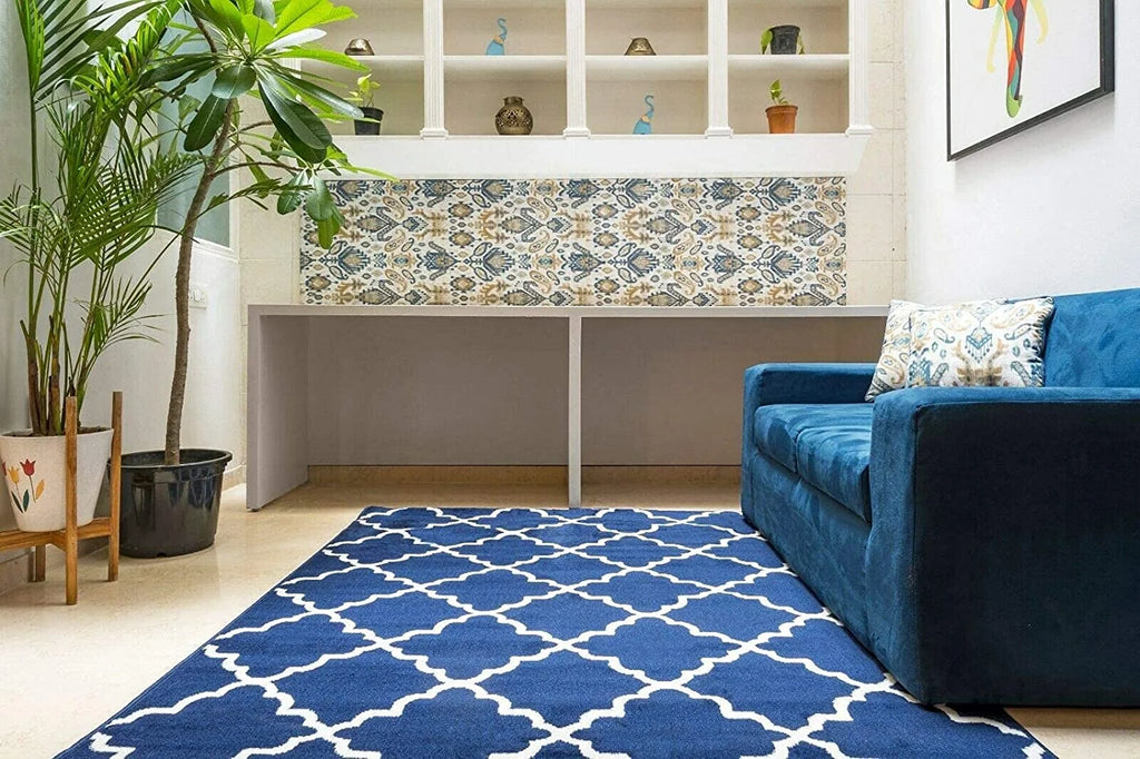 Blue Modern Geometric Area Rug S7494