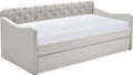 Beige Upholstered Twin Size Daybed with Trundle C566