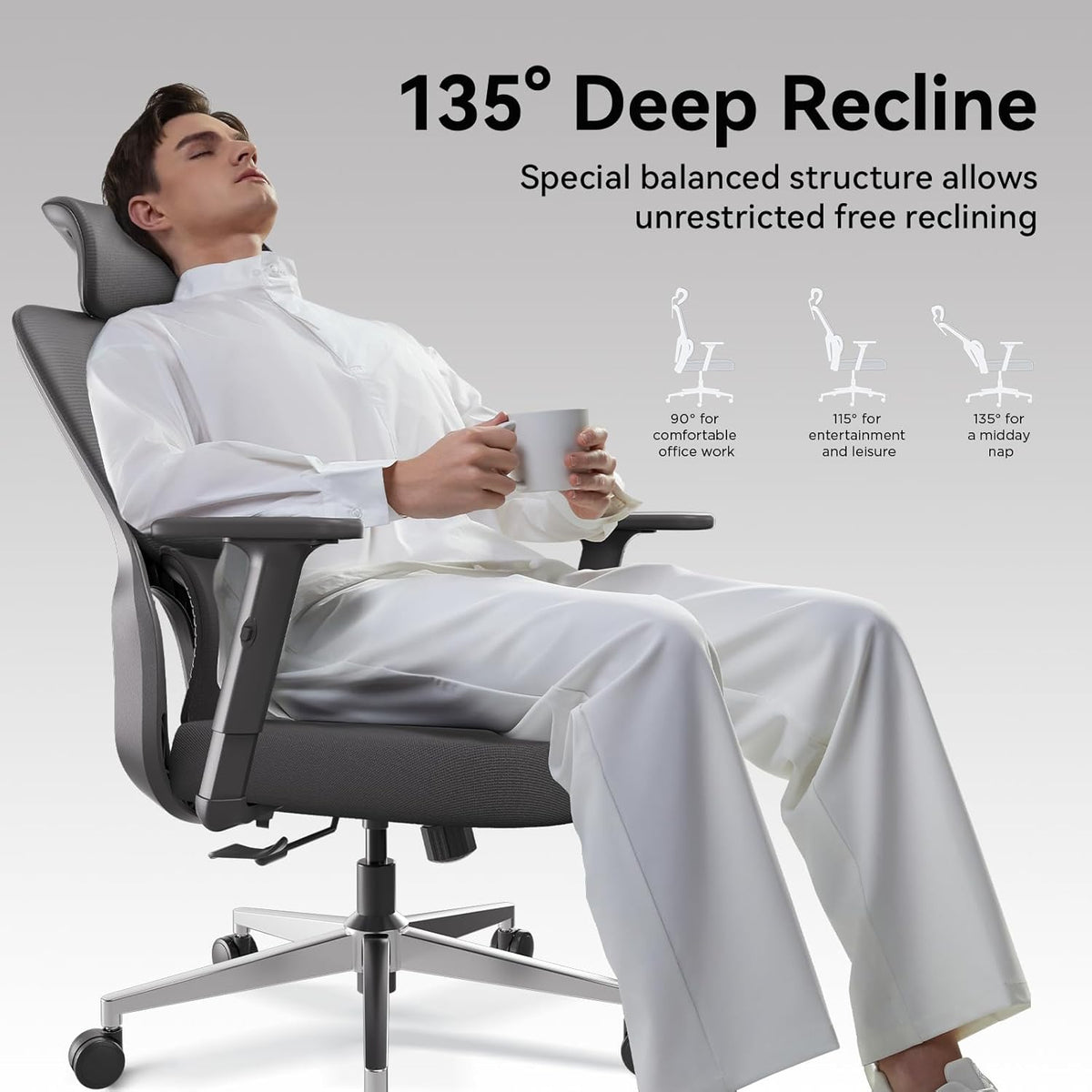 Black Ergonomic Swivel Office Chair with Adjustable Armrest and Headrest U407228