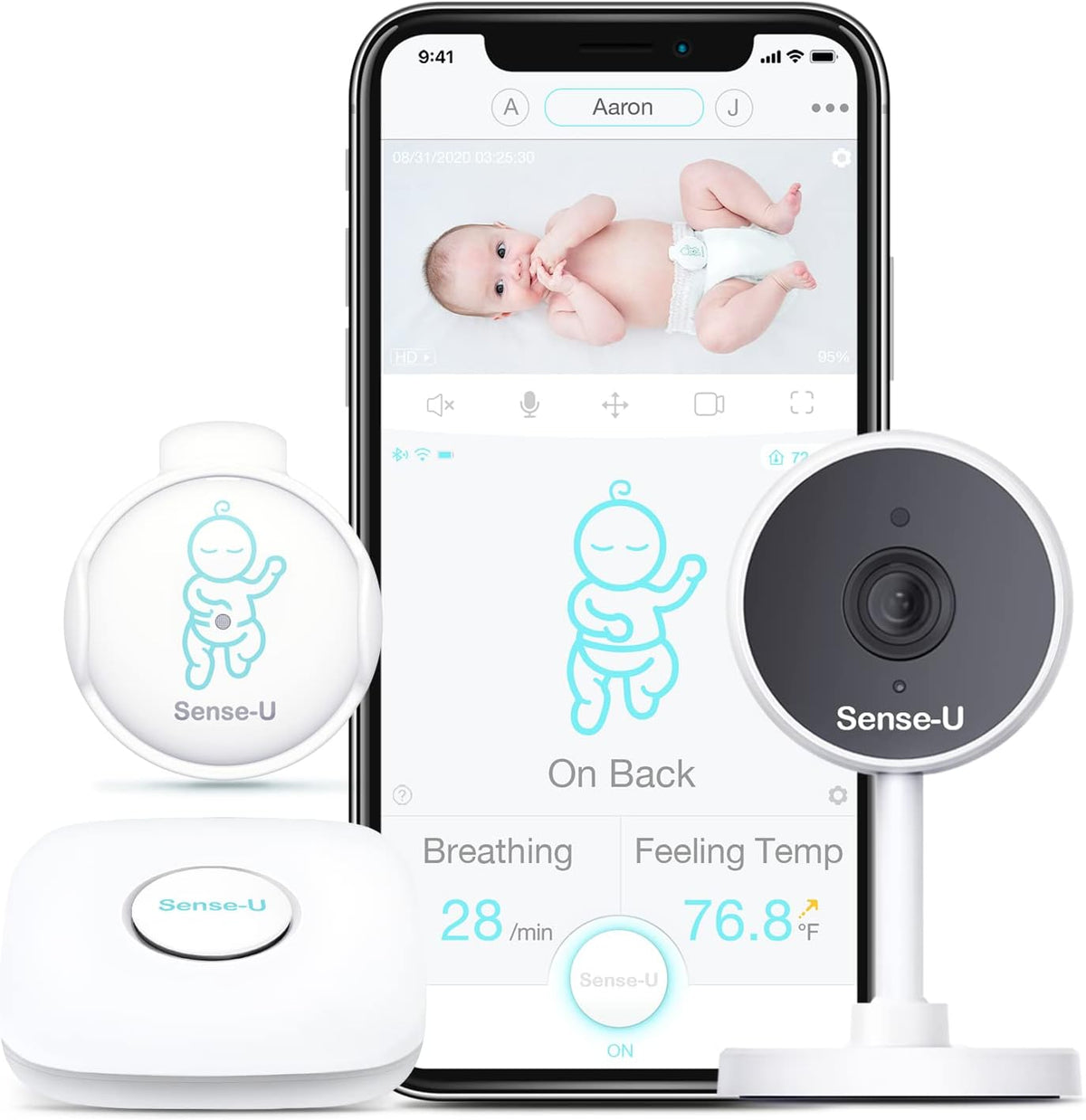 Green Video Baby Monitor with Breathing and Movement Sensor C241