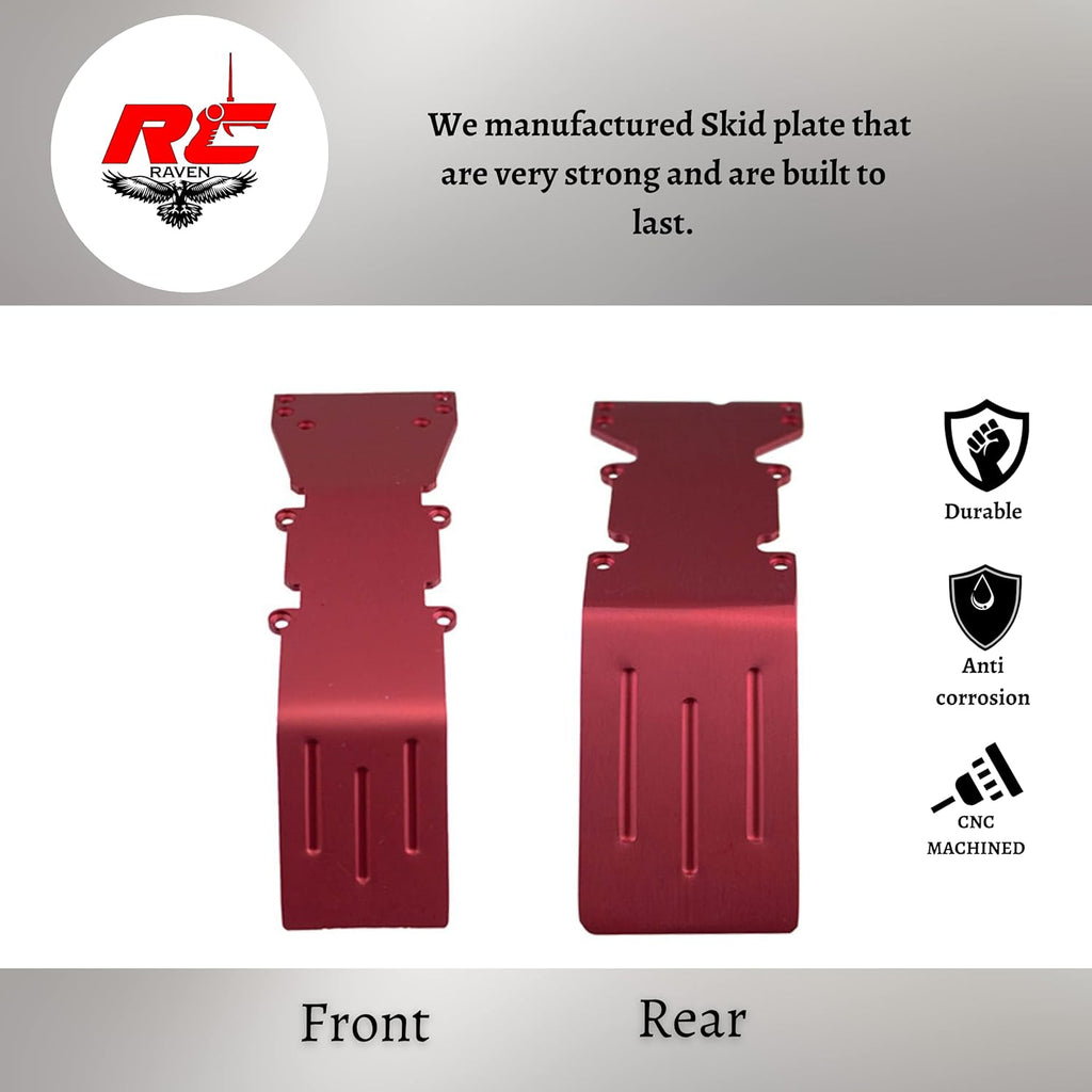 Red Anodized Aluminum Skid Plate and Bumper Set for RC Car, Pack of 2 N723514