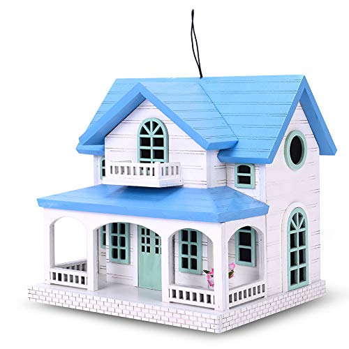 Wooden Birdhouse with Blue Roof O172064