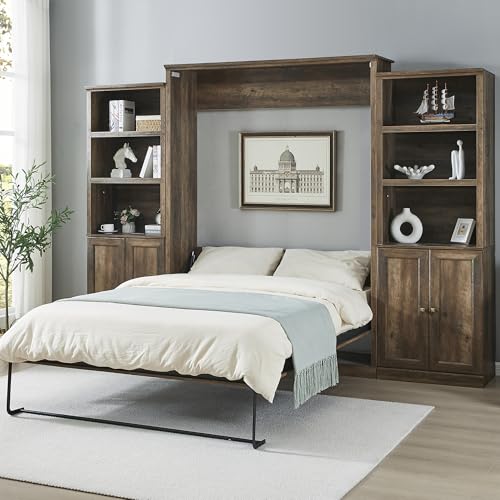 Queen Size Murphy Bed with Storage Shelf Gray B673
