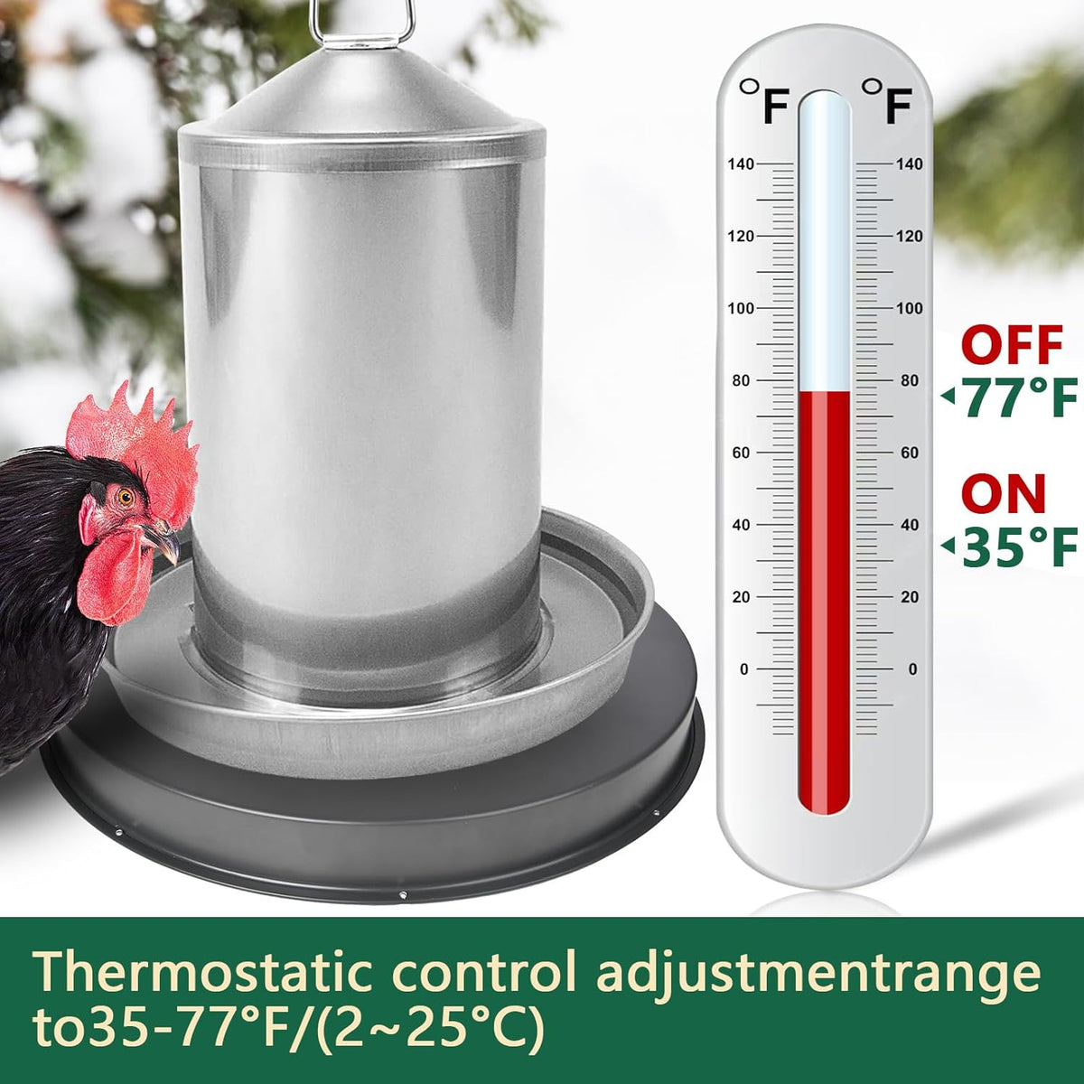 15IN 125W Heated Chicken Waterer Base with Thermostat G69153