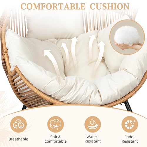 Oversized PE Rattan Wicker Rocking Egg Chair with Cushion T749