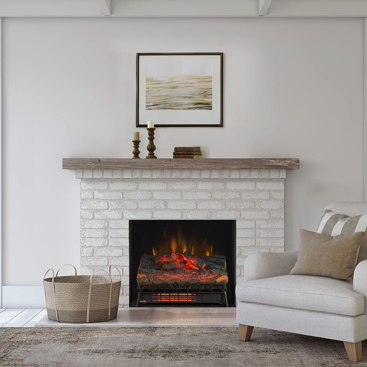Rustic Pine Electric Log Set Heater with Remote Control E812488