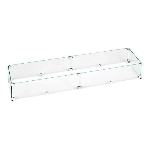 Rectangular Fire Pit Glass Wind Guard, 41x17 inch R786654