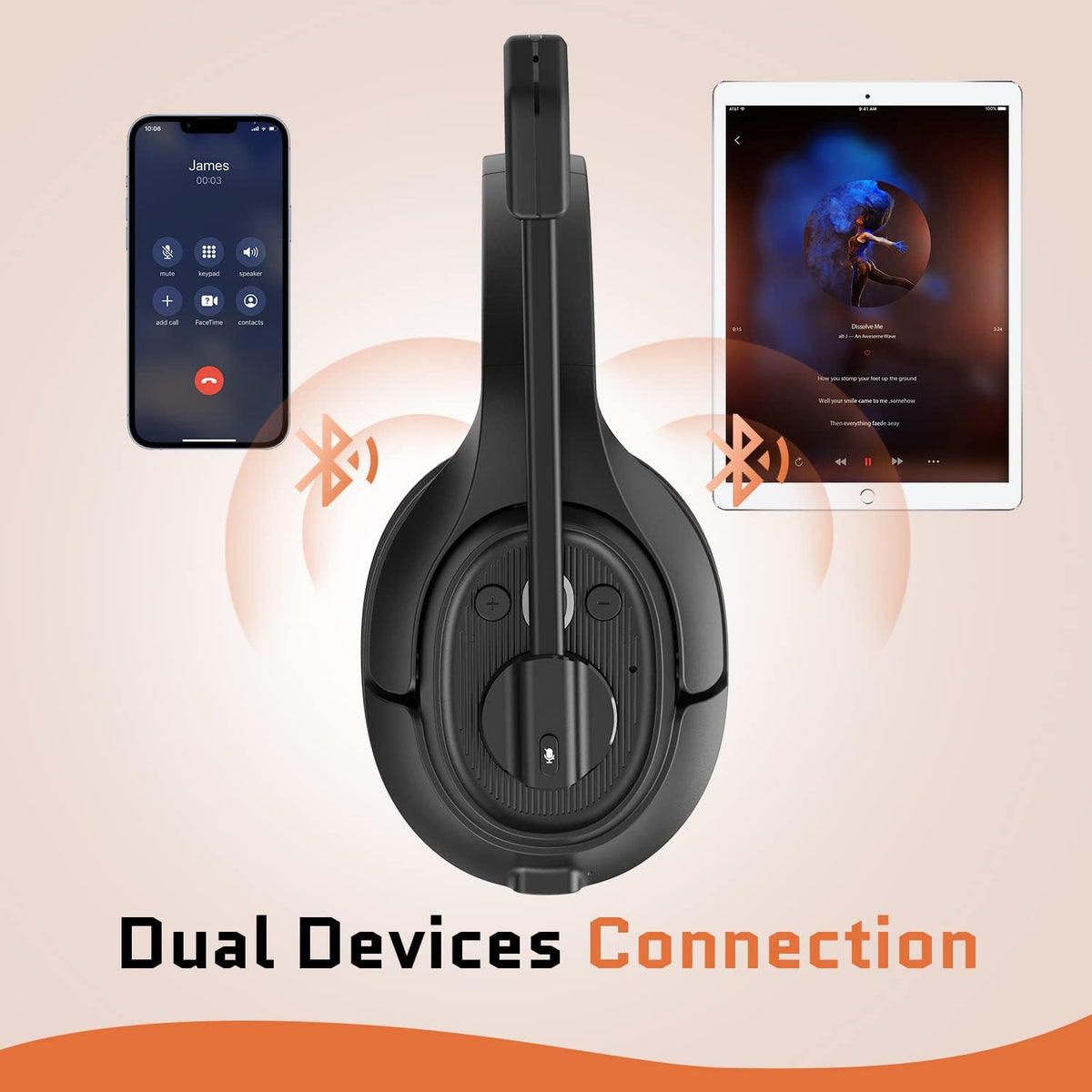 Noise Canceling Trucker Bluetooth Headset with Microphone F4352