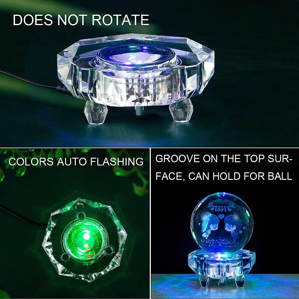Crystal LED Light Base Multicolor Auto Flashing Pedestal K52762