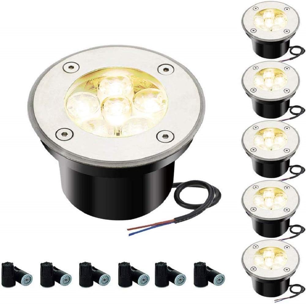 6W LED Well Lights 6000K IP67 Waterproof Low Voltage Landscape Lighting (6 Pack) S10392