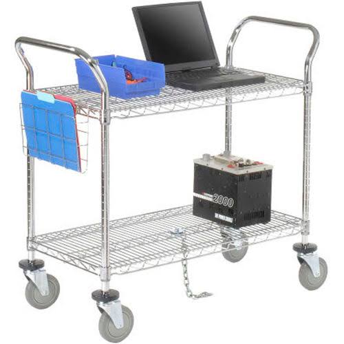 Chrome 2 Shelf Utility Cart with Polyurethane Brake Casters O8160