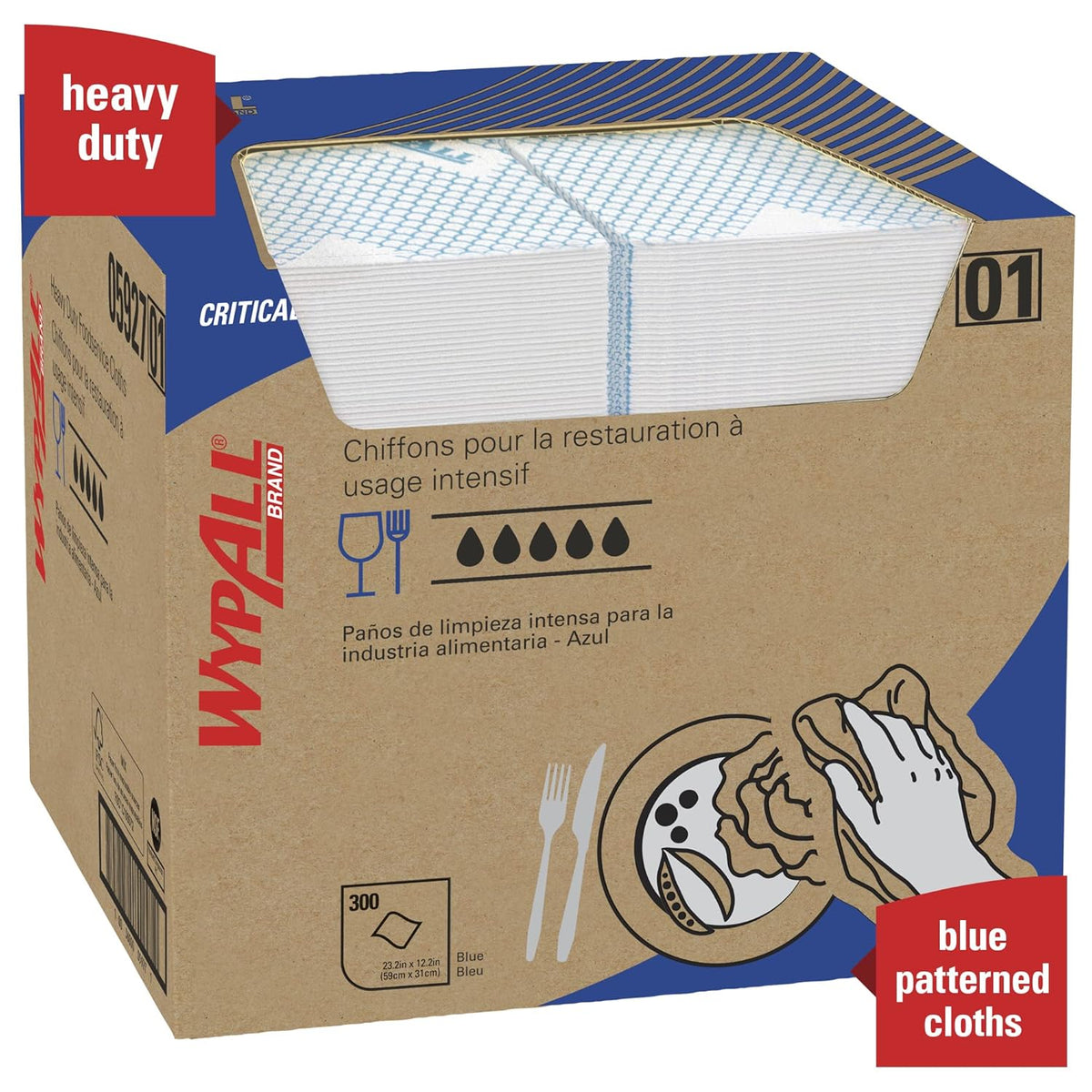 Blue 1/4 Fold Foodservice Towels, Case of 300, Pack of 2 W8635