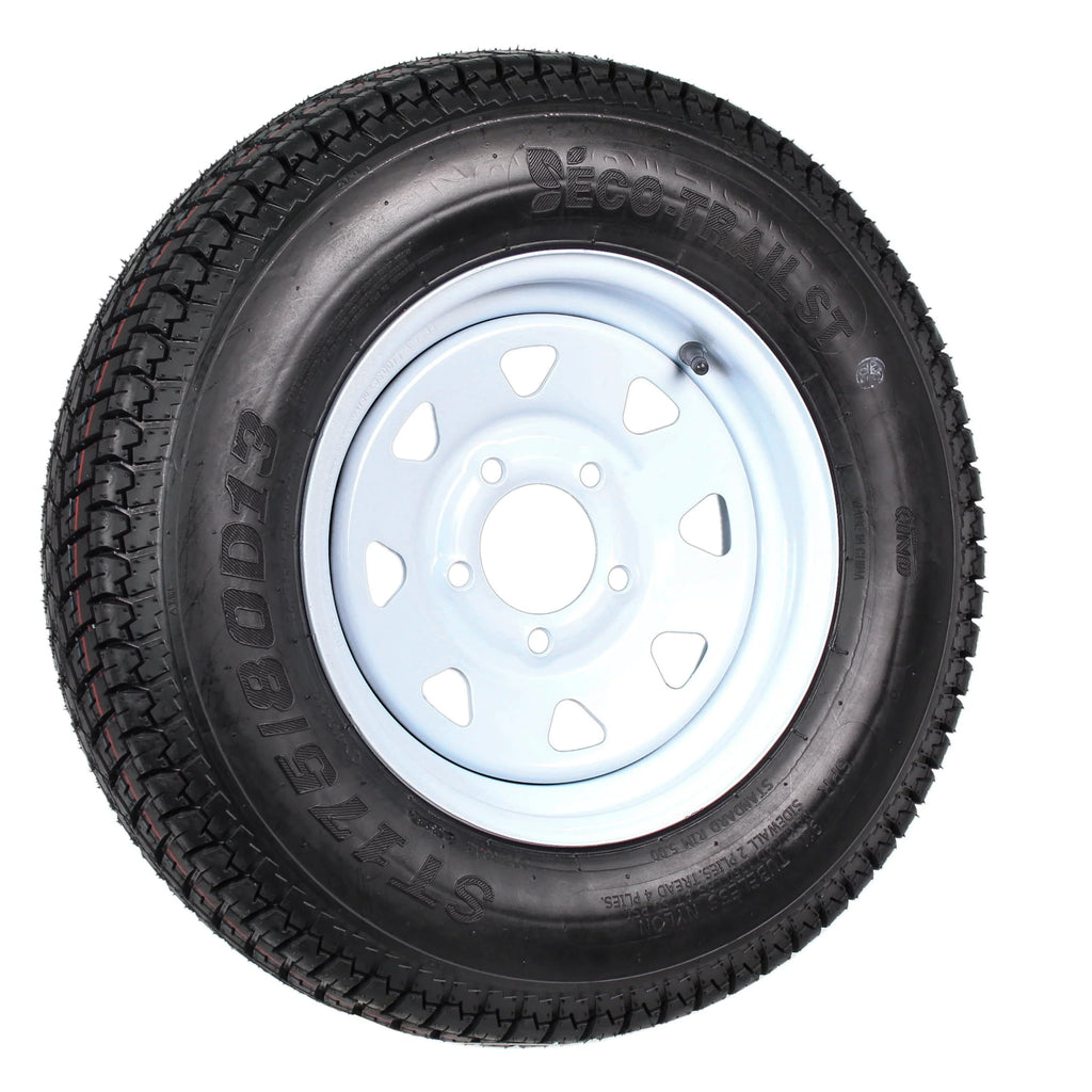 ST175/80D13 Load C 5 Lug White Spoke Trailer Tire On Rim M93521