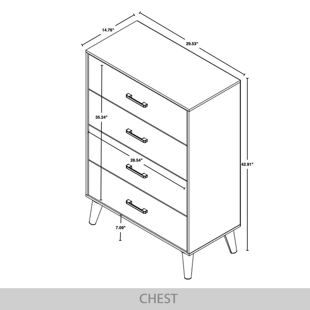 Rustic 4 Drawer Wooden Dresser R740