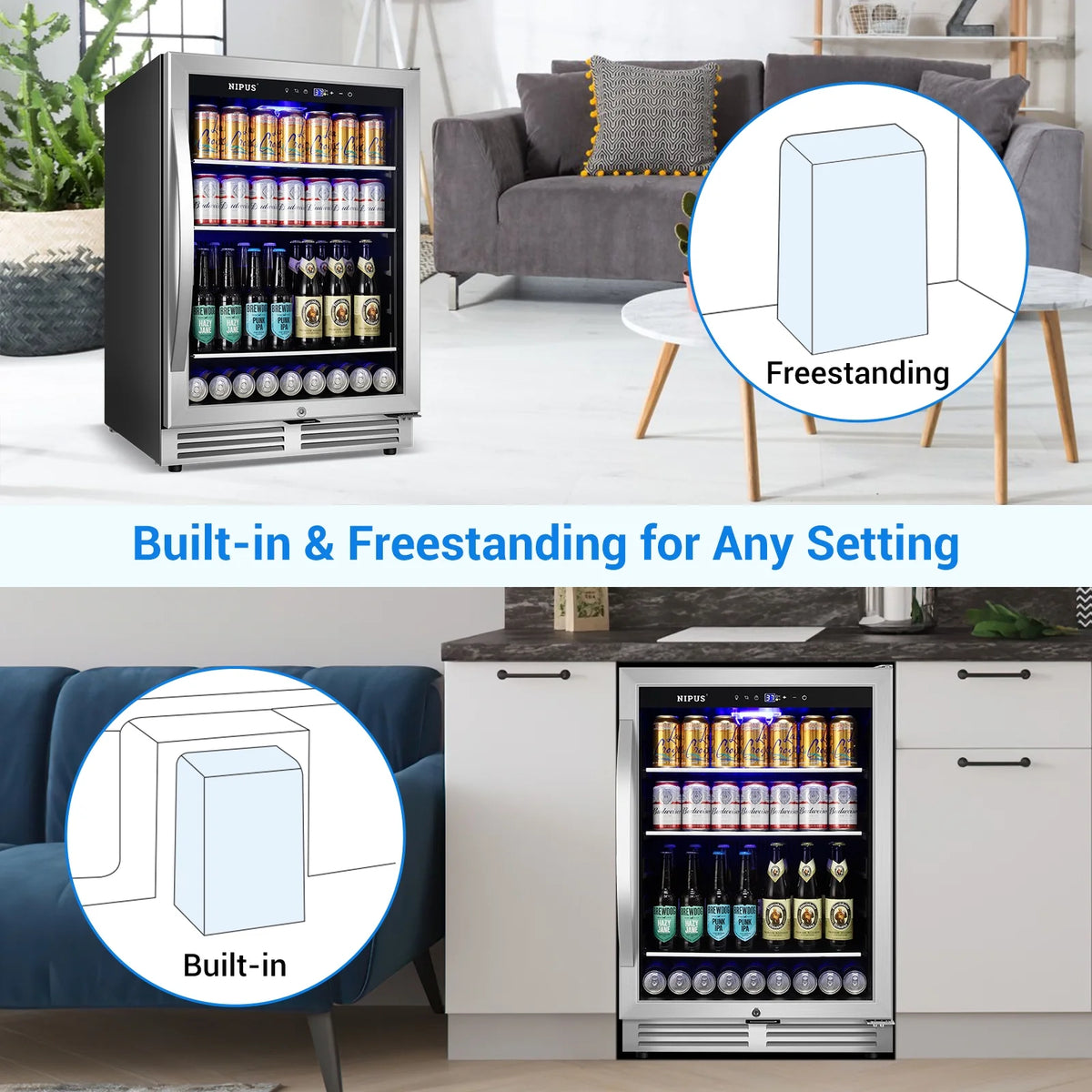 24 inch 140 Can Beverage Refrigerator Cooler Q570
