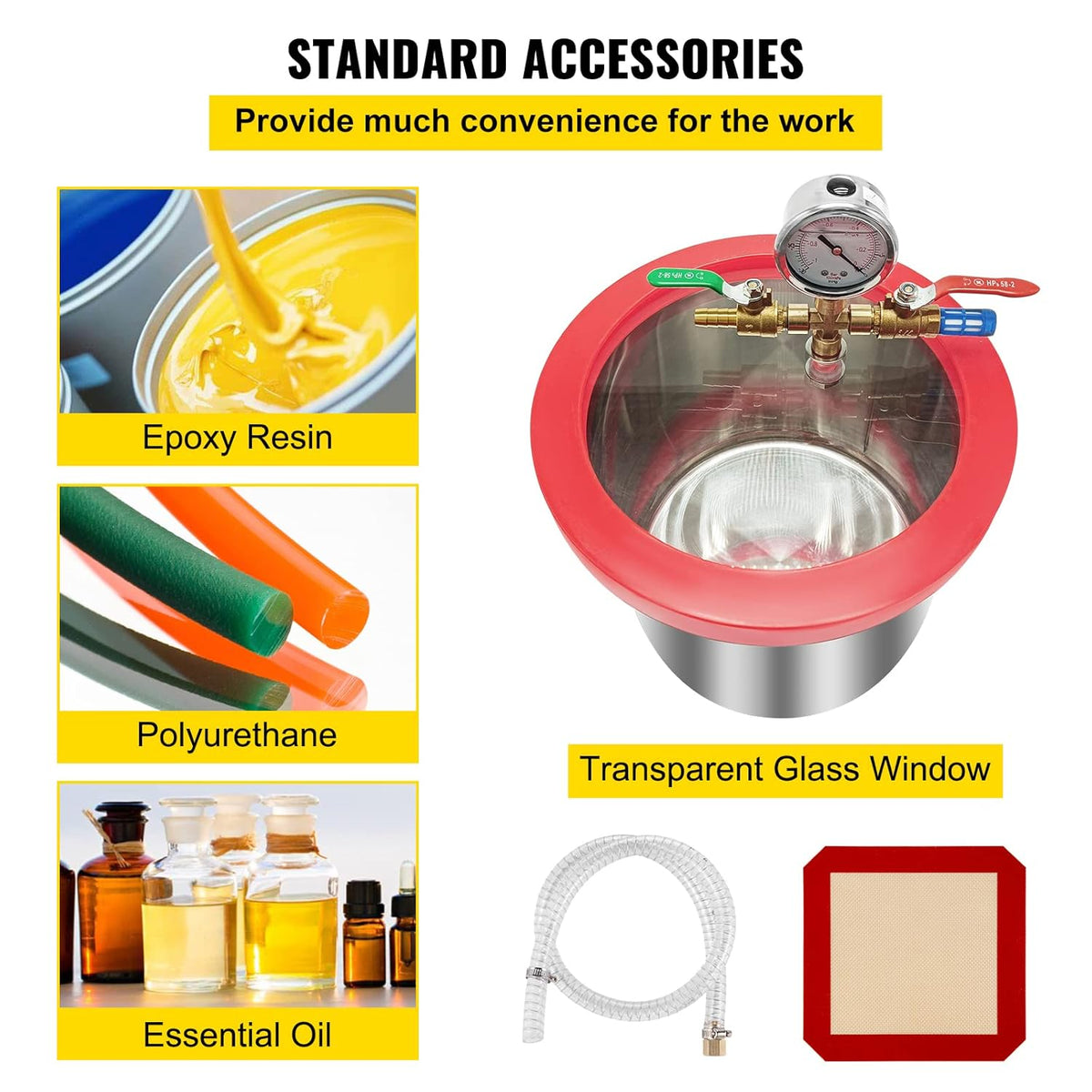 1.5 Gallon Stainless Steel Vacuum Chamber Kit with 2.5 CFM Vacuum Pump B69299