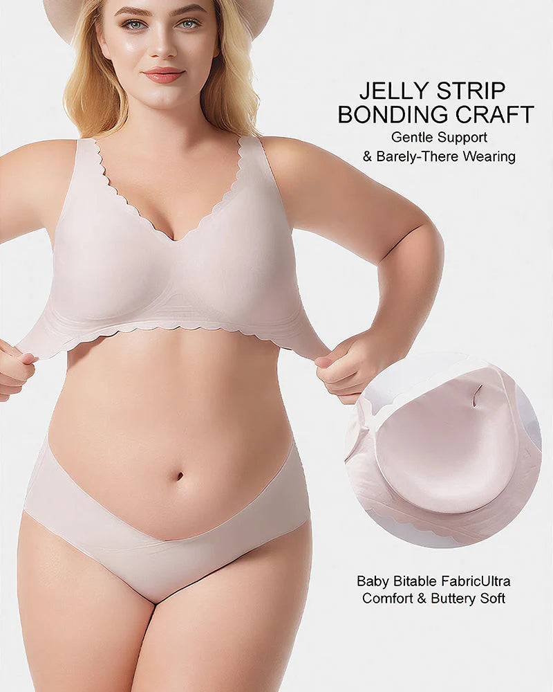 Wireless Bra with Scalloped Edge and Deep V Neckline R330