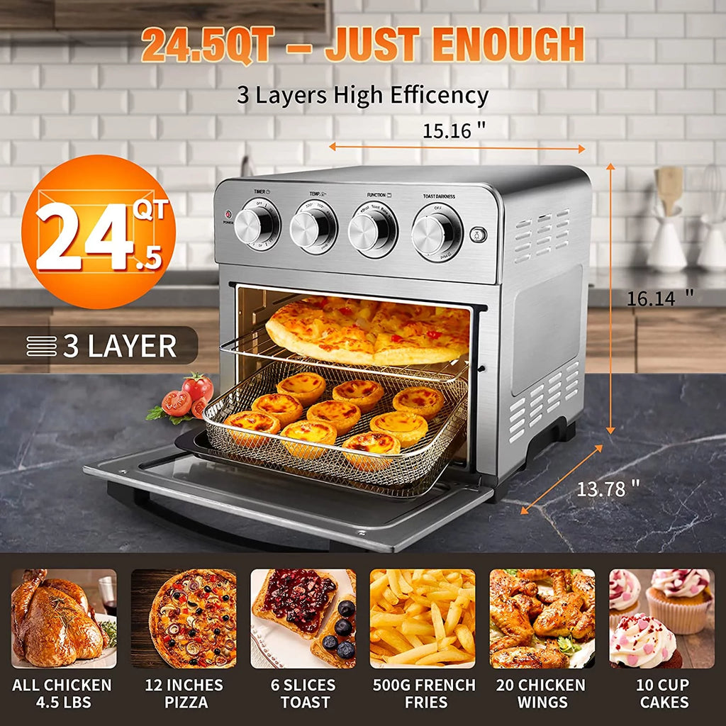 6 Slice 24.5QT Air Fryer Toaster Oven Combo, Stainless Steel K896445