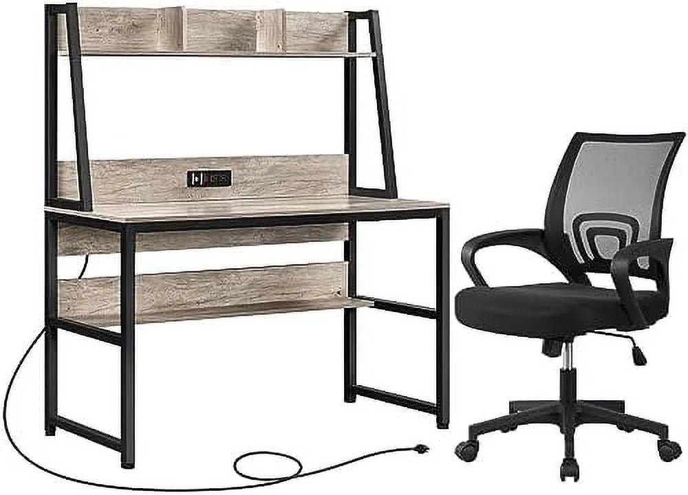 Industrial Home Office Desk with Chair Set Y700751
