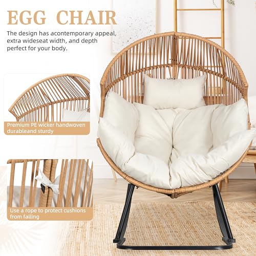 Oversized PE Rattan Wicker Rocking Egg Chair with Cushion T749