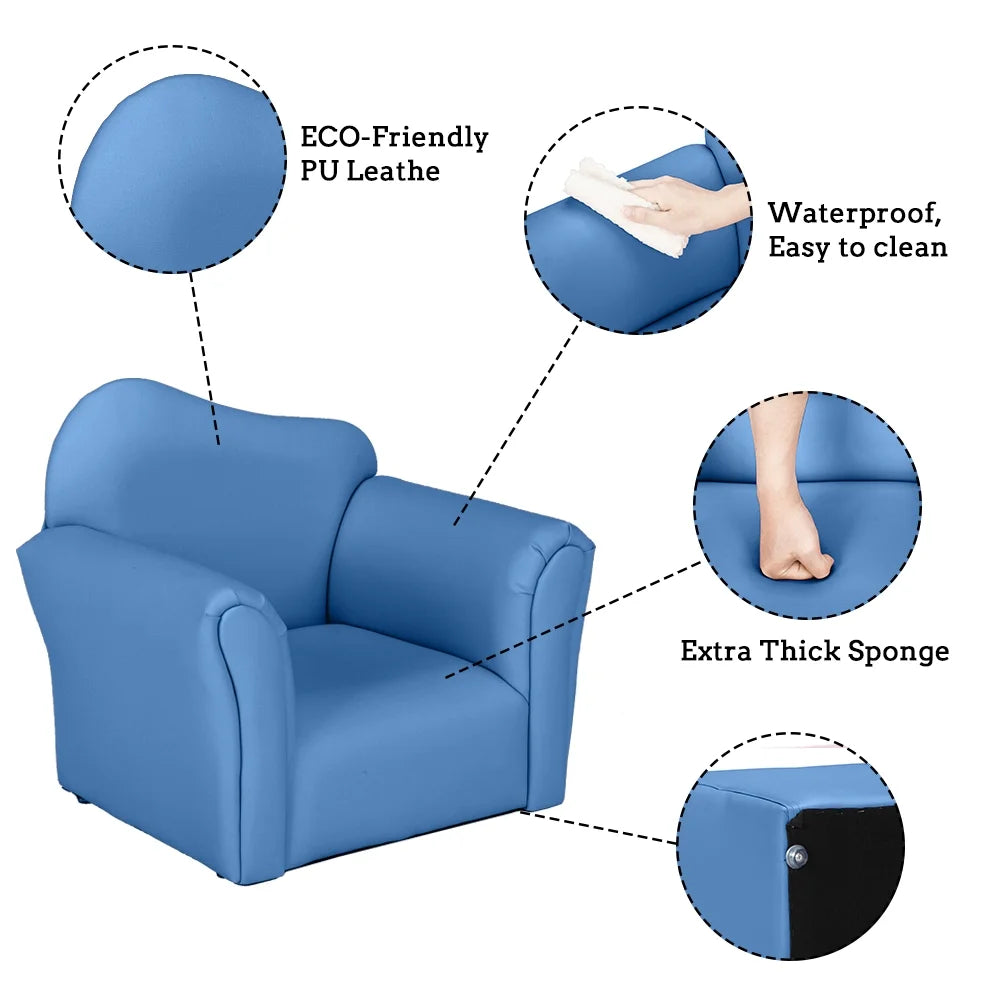 Kids Sofa with Ottoman PVC Leather Toddler Chair V428