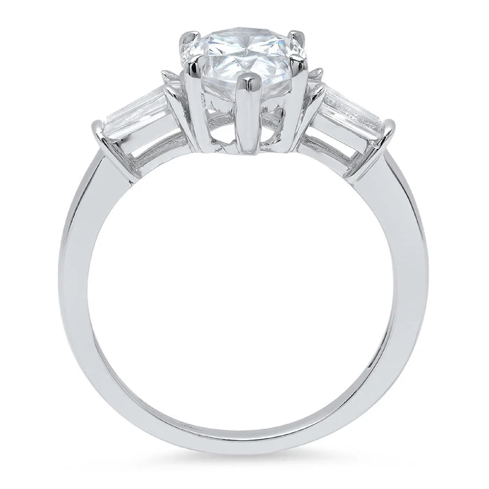 14K White Gold Three-Stone Engagement Ring N650488
