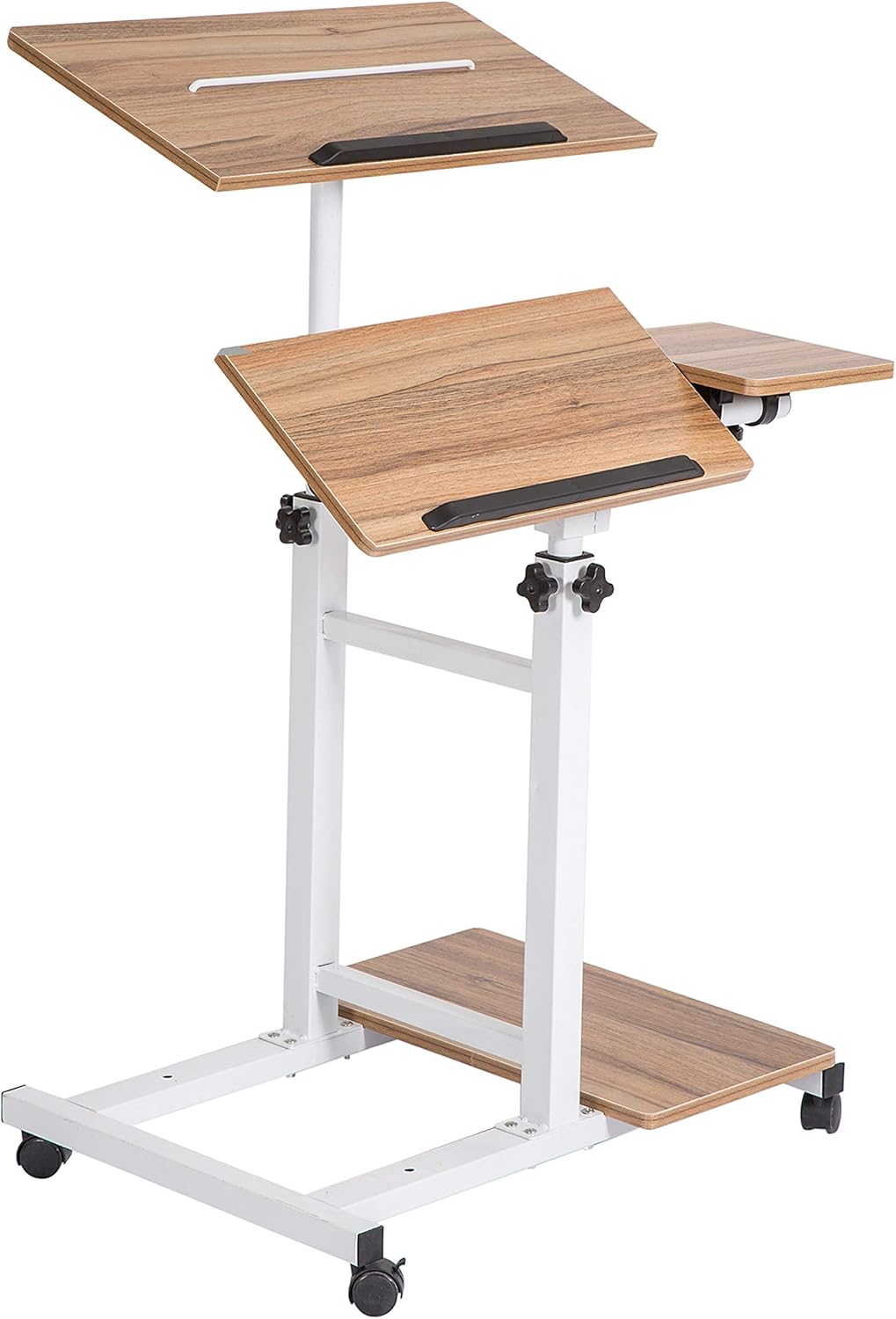 Oak Height Adjustable Standing Desk with Carpet Wheels B624841