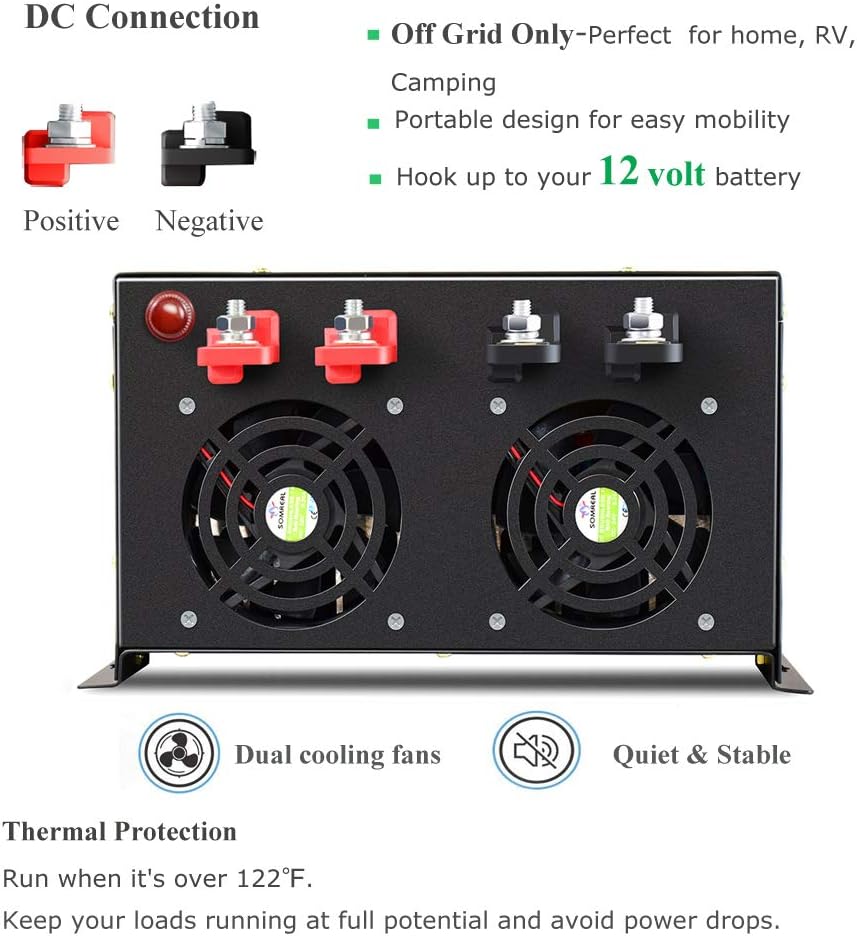 8000 Watt Pure Sine Wave Inverter 12V DC to 120V AC Q783200