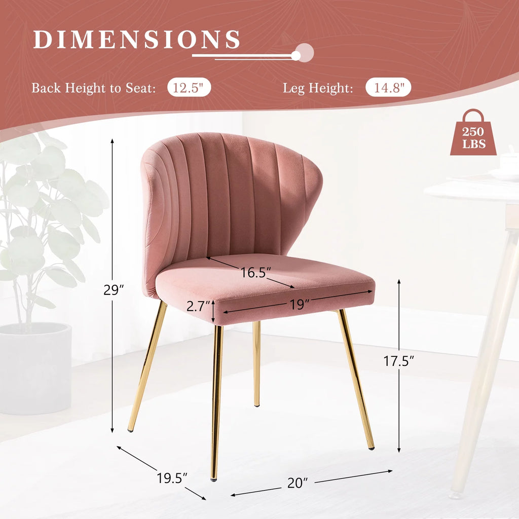 Pink Velvet Upholstered Accent Side Chair O829