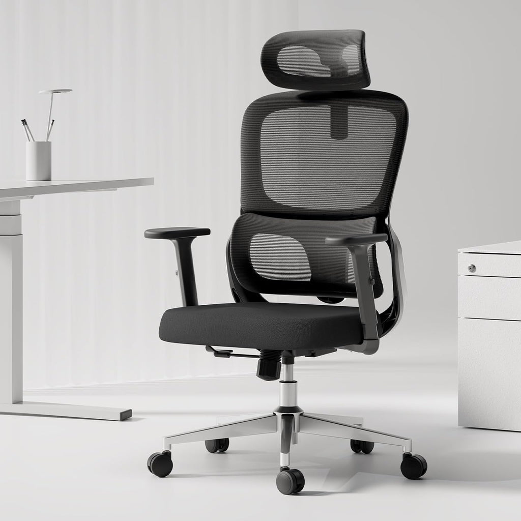 Black Ergonomic Swivel Office Chair with Adjustable Armrest and Headrest U407228