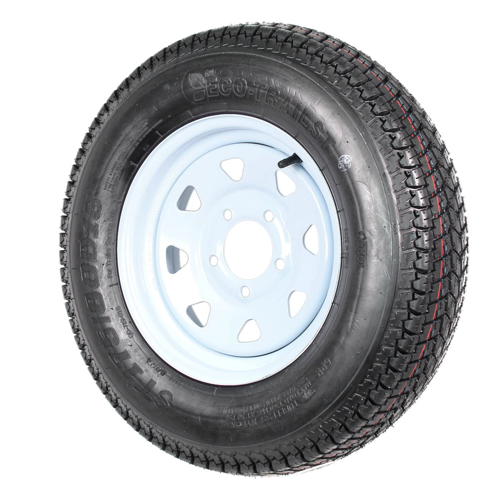 ST175/80D13 Load C 5 Lug White Spoke Trailer Tire On Rim M93521