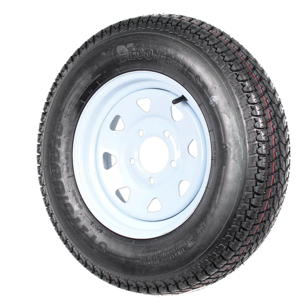 ST175/80D13 Load C 5 Lug White Spoke Trailer Tire On Rim M93521
