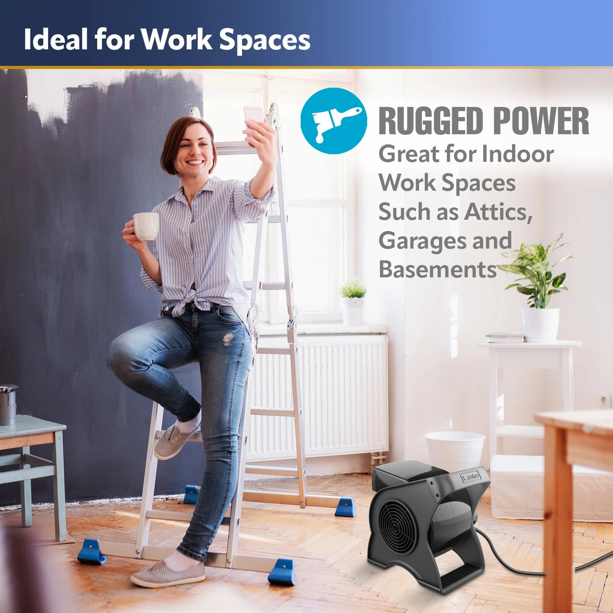 12 Pivoting High Velocity 3-Speed Blower Fan with Outlets, Black U454