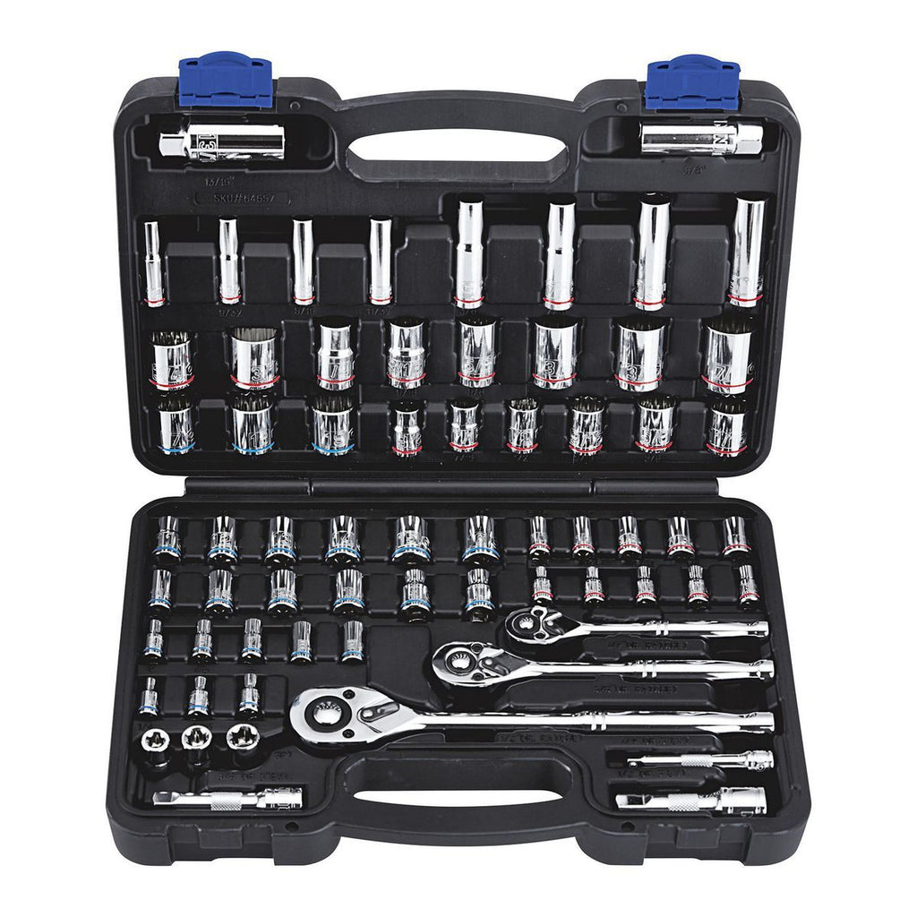 1/4 in., 3/8 in., and 1/2 in. Drive SAE and Metric Socket Set, 66-Piece T9403