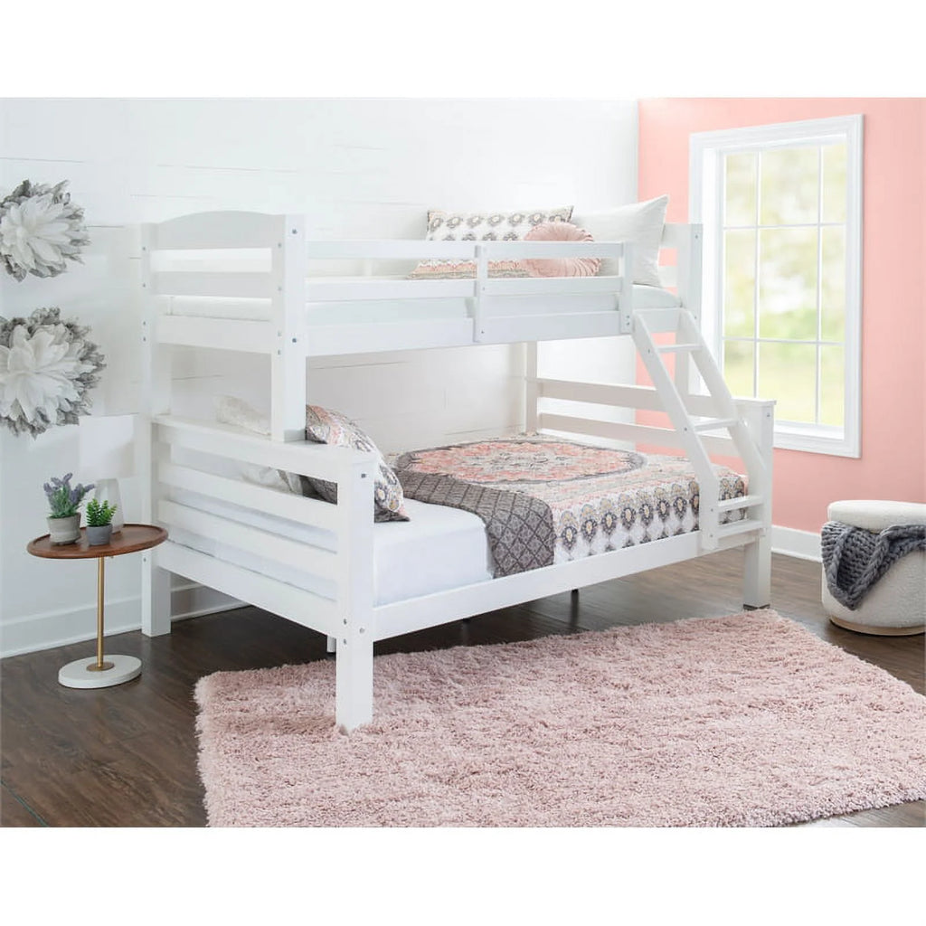 White Wood Twin over Full Bunk Bed L764