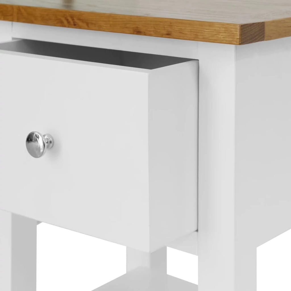 Oak Wood Nightstand with Storage Drawer and Shelf Y83147