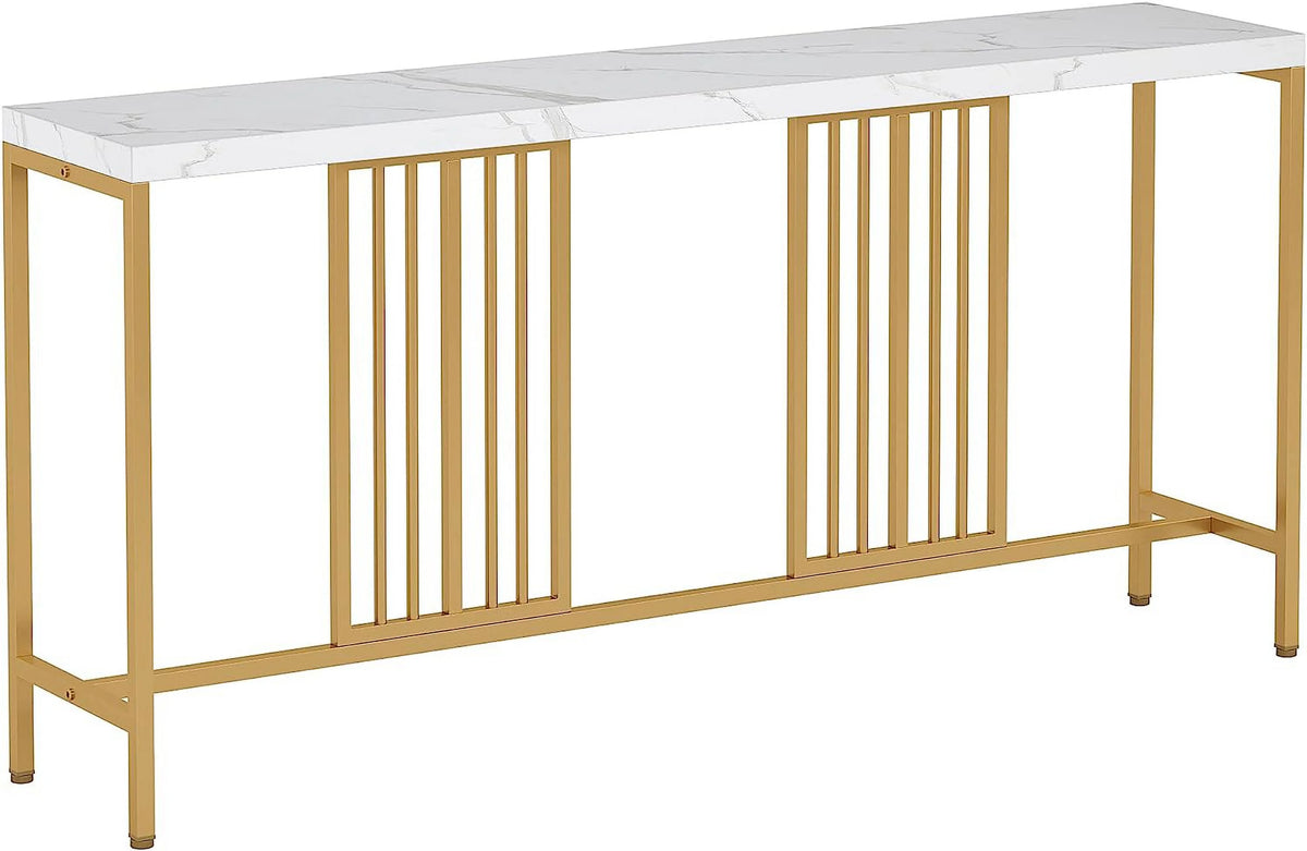 70.9 Inch Extra Long White and Gold Console Table Q384406