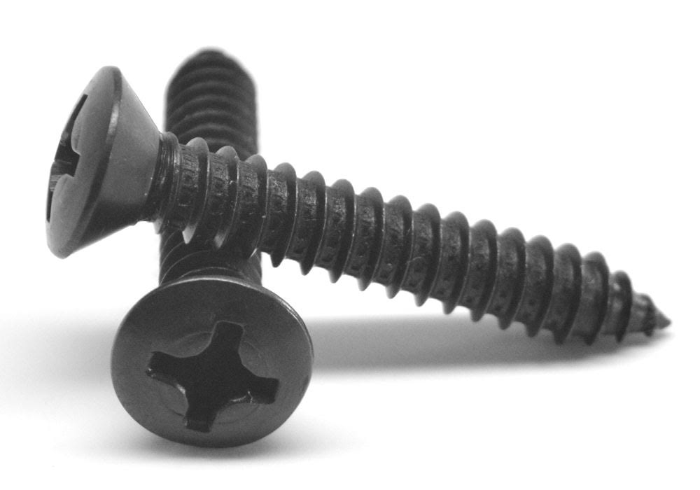 1/4-14 x 1 1/2 Sheet Metal Screw Phillips Oval Head Type AB Low Carbon Steel Black Oxide H9585
