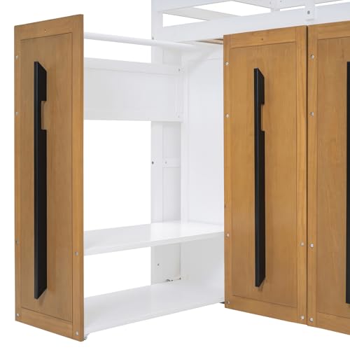 Twin Size Solid Wood Loft Bed with Storage Y659930