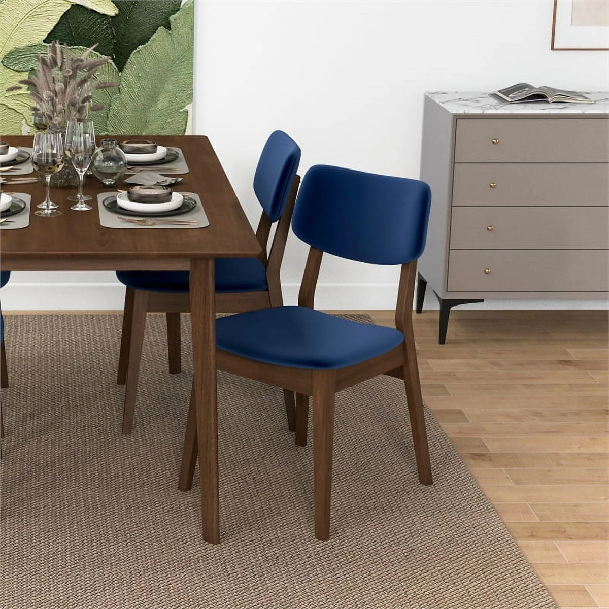 Blue Velvet Dining Chair Set of 2 T2057