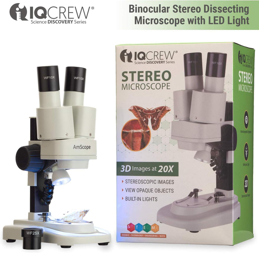 Portable Binocular Stereo Microscope, 20X and 40X Magnification, LED Light Source F28415