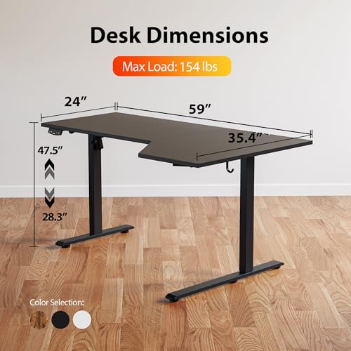 L-Shaped 55 Inches Height Adjustable Electric Standing Desk D40953