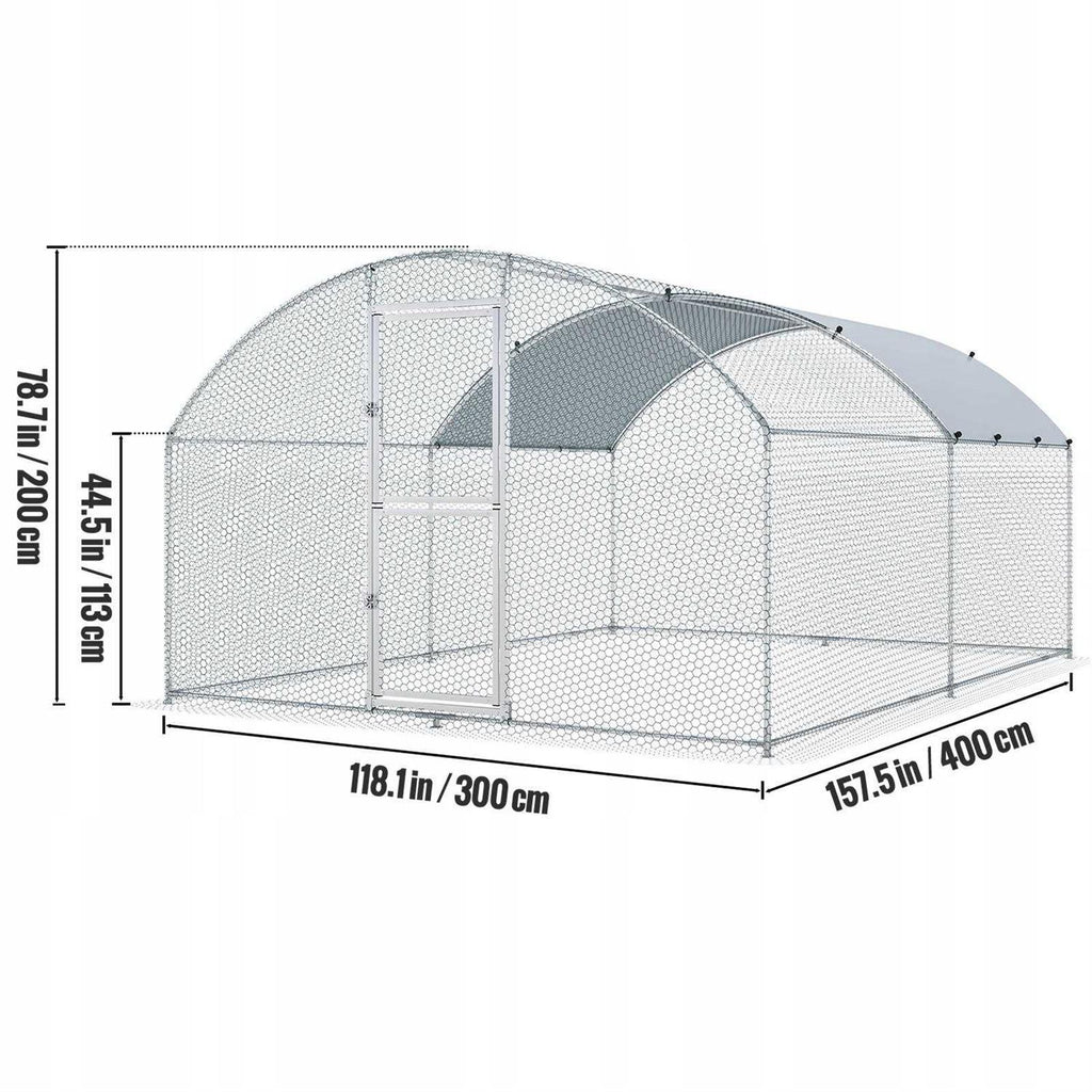 Large Metal Chicken Coop with Run Waterproof Cover I397633