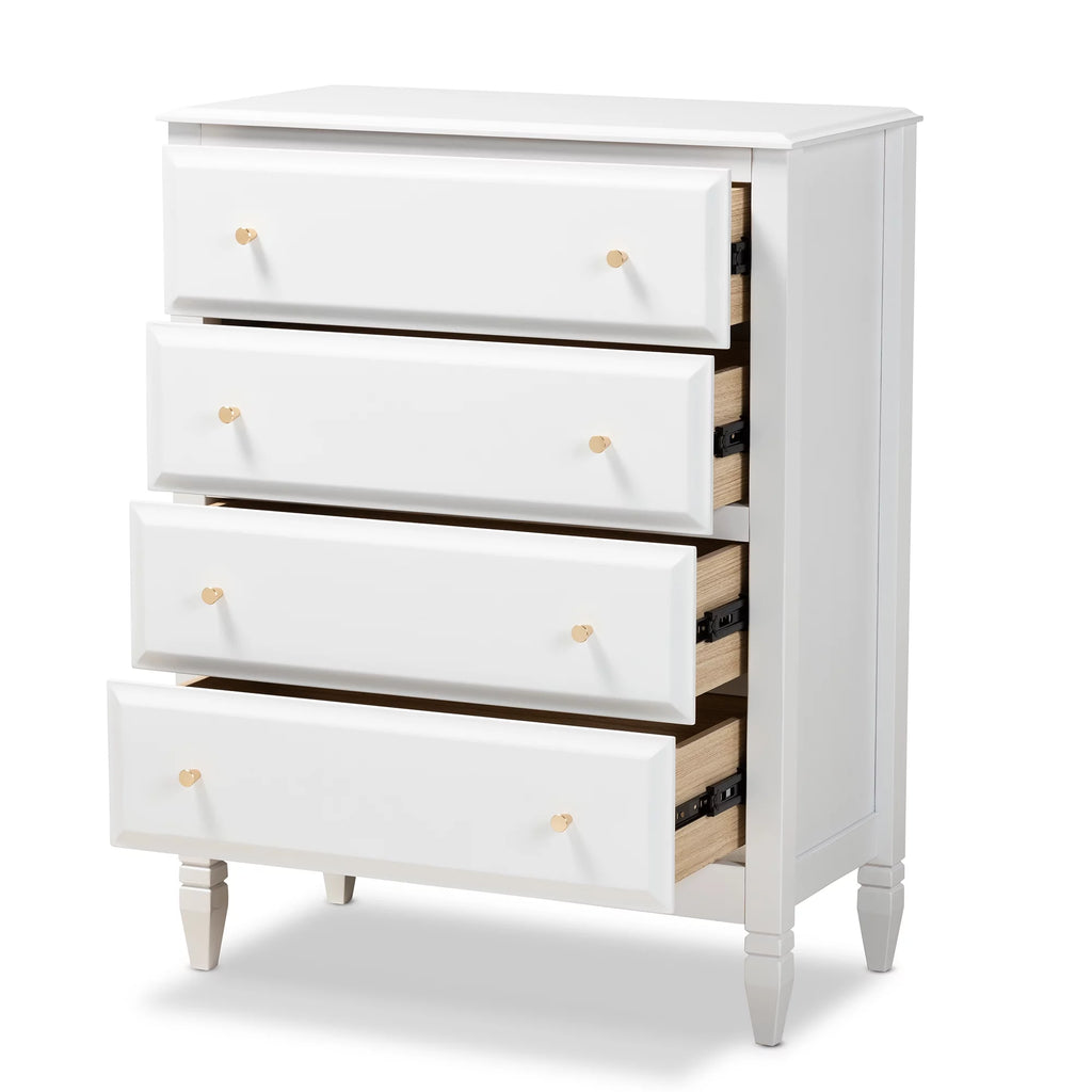 White 4-Drawer Wood Bedroom Chest B97453