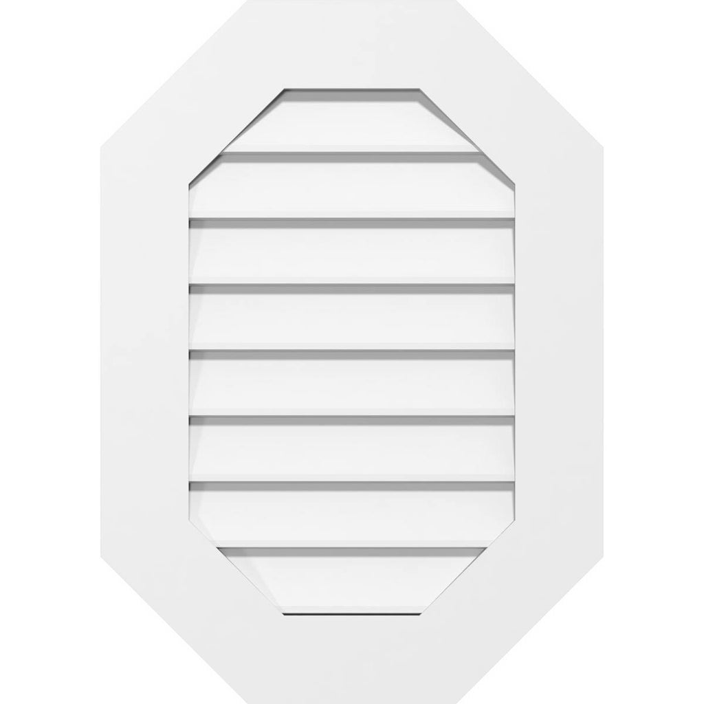 Vertical Elongated Octagon Surface Mount PVC Gable Vent L403