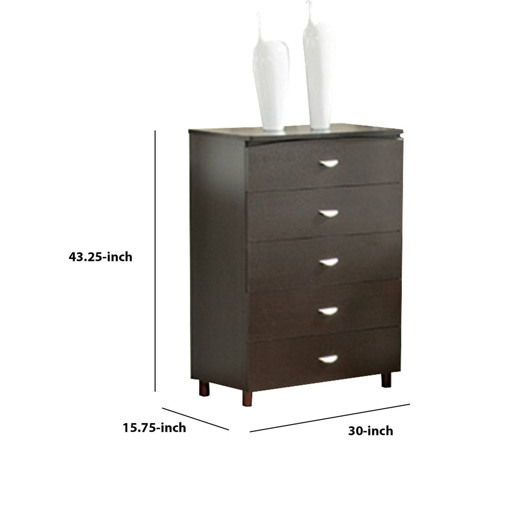 Dark Brown Finish 5 Drawer Chest V37503