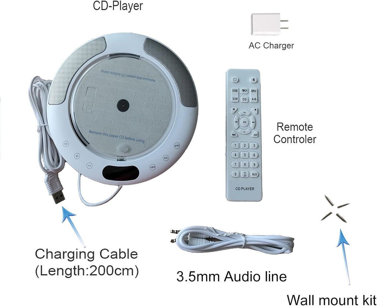 Portable CD Player with Bluetooth, FM Radio, Remote Control, Pack of 2 L1933