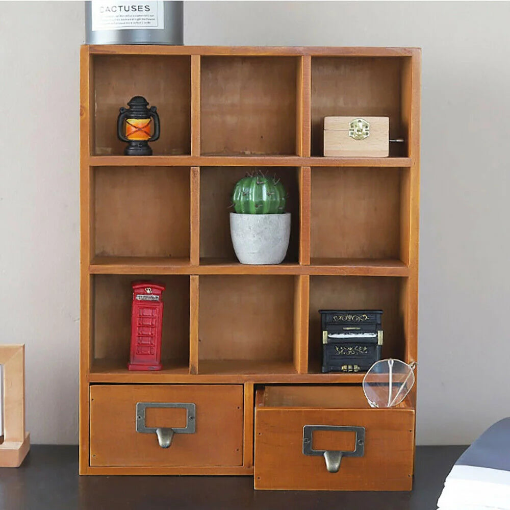 9 Cube Vintage Wooden Storage Shelf Organizer C972020