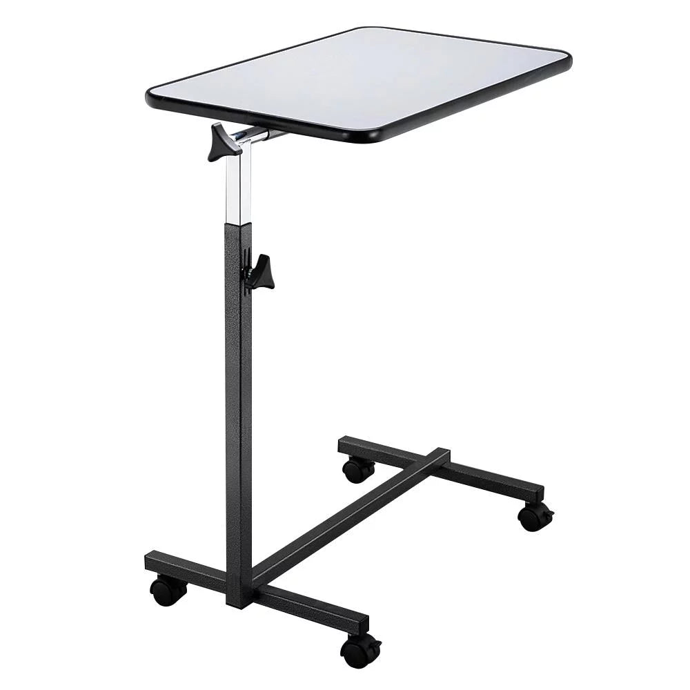 Adjustable Overbed Bedside Table with Wheels Gray Q738